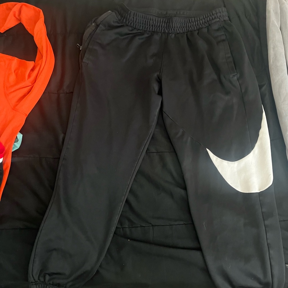 Nike Black and White Sweatpants with Swoosh Logo